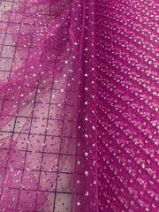 Enhanced Sparkle Tulle - 50-inches Wide Fuchsia/Silver