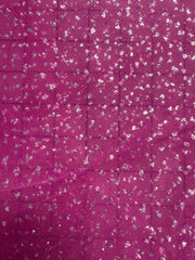 Enhanced Sparkle Tulle - 50-inches Wide Fuchsia/Silver