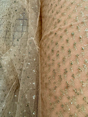 Enhanced Sparkle Tulle - 54-inches Wide Peach/Silver