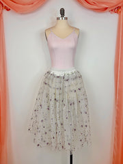 Ready-To-Wear Peasant-Style Over-Skirt White with Lilac Flowers
