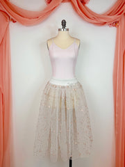 Ready-To-Wear Peasant-Style Over-Skirt White with Peach Flowers