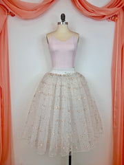 Ready-To-Wear Peasant-Style Over-Skirt White with Peach Flowers