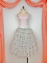 Ready-To-Wear Peasant-Style Over-Skirt White with Lilac Flowers