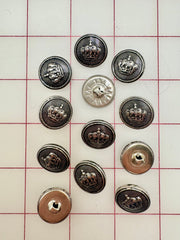 Buttons - King's Crown Vintage Metallic Antique Silver New!