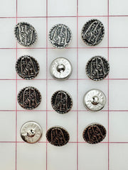 Buttons - Knight's Shield Vintage Metallic Antique Silver New!