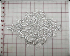 Applique - Silver Corded Lace White Dyeable!