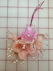 Flowers - Custom-Dyed Pink and Peach with Pearls