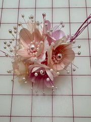 Flowers - Custom-Dyed Pink and Peach with Pearls