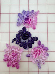 Non-Metallic Applique - 3D Rose Design Custom-Dyed