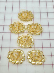 Metallic Applique - Gold Metallic Sequined Lace Flower Shapes
