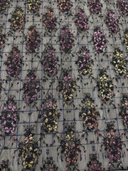 Fancy Lace - 50-inches Wide Black with Metallic Gold/Pink/Silver/Copper Motifs