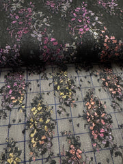 Fancy Lace - 50-inches Wide Black with Metallic Gold/Pink/Silver/Copper Motifs