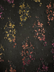 Fancy Lace - 50-inches Wide Black with Metallic Gold/Pink/Silver/Copper Motifs