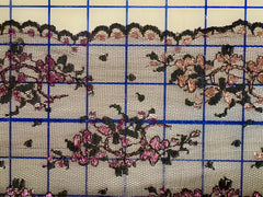 Fancy Lace - 50-inches Wide Black with Metallic Gold/Pink/Silver/Copper Motifs