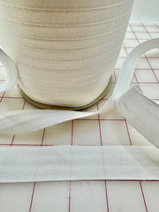 Twill Tape: 1-inch Wide Cotton Herringbone Twill White Per Yard