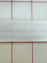 Twill Tape: 1-inch Wide Cotton Herringbone Twill White Per Yard