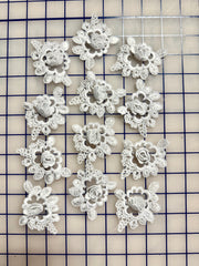 Non-Metallic Applique - White 3D Rose Design By the Dozen