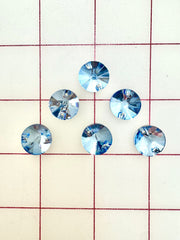 Rhinestones - 14mm Czech "Bright-Cut" Light Sapphire Rivoli (Round) Sew-On 6PK