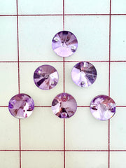 Rhinestones - 14mm Czech "Bright-Cut" Tanzanite Rivoli (Round) Sew-On 6PK