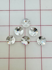 Rhinestones - 14mm Czech "Bright-Cut" Crystal Round Sew-On 6PK