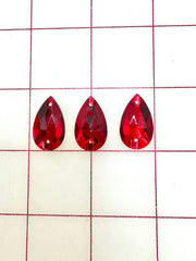 Rhinestones - 13x22mm Czech "Bright-Cut" Siam Pear-Shape Sew-On