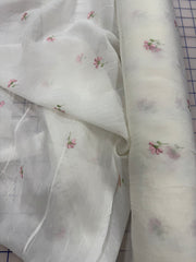 Fancy Organza -Palest  Ivory with Embroidered Flower Design