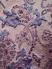 Brocade - 58-in 3D Pale Lilac with Periwinkle Blue, and Lavender Reversible New Shade!