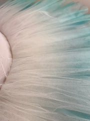 Ready-To-Wear Classical Tutu Skirt White with Teal Ombre at Outer Edge Only One!