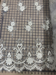Fancy Lace - Embroidered 60-inches Wide White Special Purchase! Only 1.75 YD Piece Left!