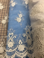 Fancy Lace - Embroidered 60-inches Wide White Special Purchase! Only 1.75 YD Piece Left!