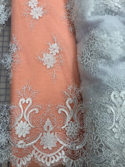 Fancy Lace - Embroidered 60-inches Wide White Special Purchase! Only 1.75 YD Piece Left!