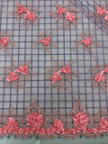 Fancy Lace - 52-inches Wide Coral with 3D Flowers Special Purchase!