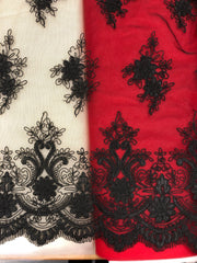 Fancy Lace - 52-inches Wide Embroidered Black Special Purchase!