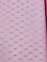 Tutu Net - 60-inches Wide Paris Pink with Silver Metallic Design