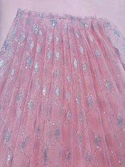 Tutu Net - 54-inches Wide Lt Pink with Silver Metallic Design