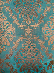 Brocade - 52-inch Wide Jewel Turquoise and Golden Copper Metallic Reversible - NEW!