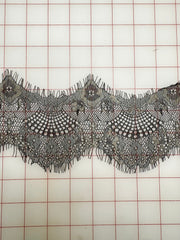 Trim - Black and Pale Gold Vintage Eyelash Lace Trim
