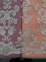 Fancy Lace - 52-inches Wide Metallic Corded Embroidered Gold on Ivory NEW!