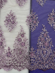 Fancy Lace - Beaded and Embroidered Lace 52-inches Wide Lilac