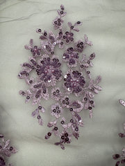 Fancy Lace - Beaded and Embroidered Lace 52-inches Wide Lilac