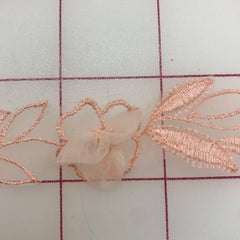 Metallic Trim - 1-inch Flower Trim Peach and Silver
