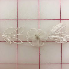 Metallic Trim - 1-inch Flower Trim Ivory and Silver