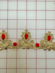 Trim Grab Bag - 2-inch Vintage Gold with Red 1.33-YD Piece