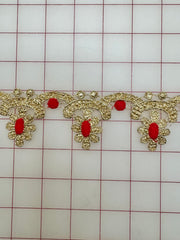 Trim Grab Bag - 2-inch Vintage Gold with Red 1.33-YD Piece
