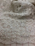 Fancy Lace - 57-inches Wide Corded Sequined and Beaded White