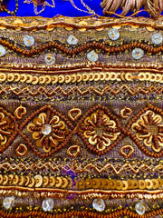 Trim Grab Bag - Deep Royal Blue and Metallic Gold with Crystal Rhinestones