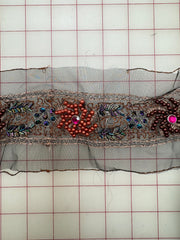 Trim Grab Bag - Deep Chocolate Brown and Metallic Gold with Multi-Colored Beads and Rhinestones 3.875-YD Piece