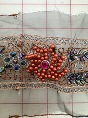 Trim Grab Bag - Deep Chocolate Brown and Metallic Gold with Multi-Colored Beads and Rhinestones 3.875-YD Piece