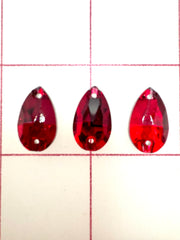Rhinestones - 10x18mm Czech Bright-Cut Siam Pear Sew-On