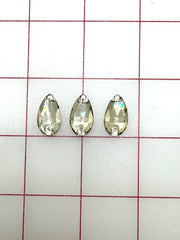 Rhinestones - 10x18mm Czech "Bright-Cut" Cool Colorado Topaz Pear-Shape Sew-On